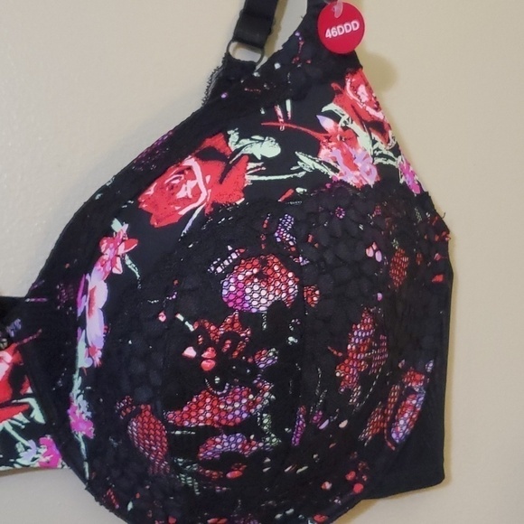 Ashley Stewart Floral Underwire Bra Size 46DDD - Picture 3 of 5